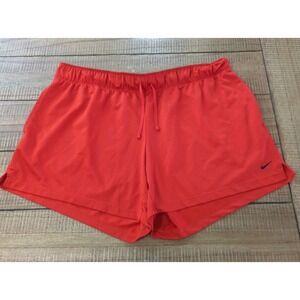 B1 Nike Women's Sz XL Red Dri Fit Shorts Not Lined W Pockets Flip Waist Logo